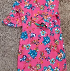 Bright floral knee length dress